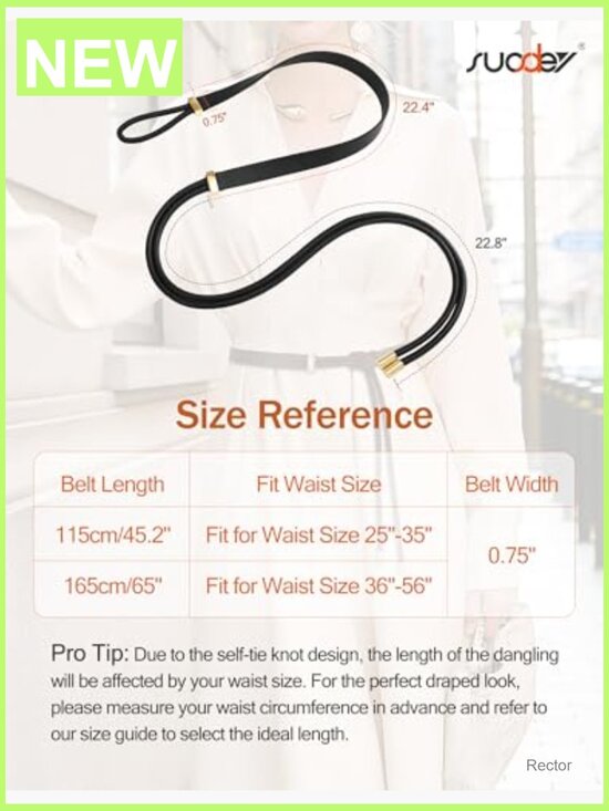 Women\'s Faux Leather Knotted Self-Tie Thin Belt 0.75\